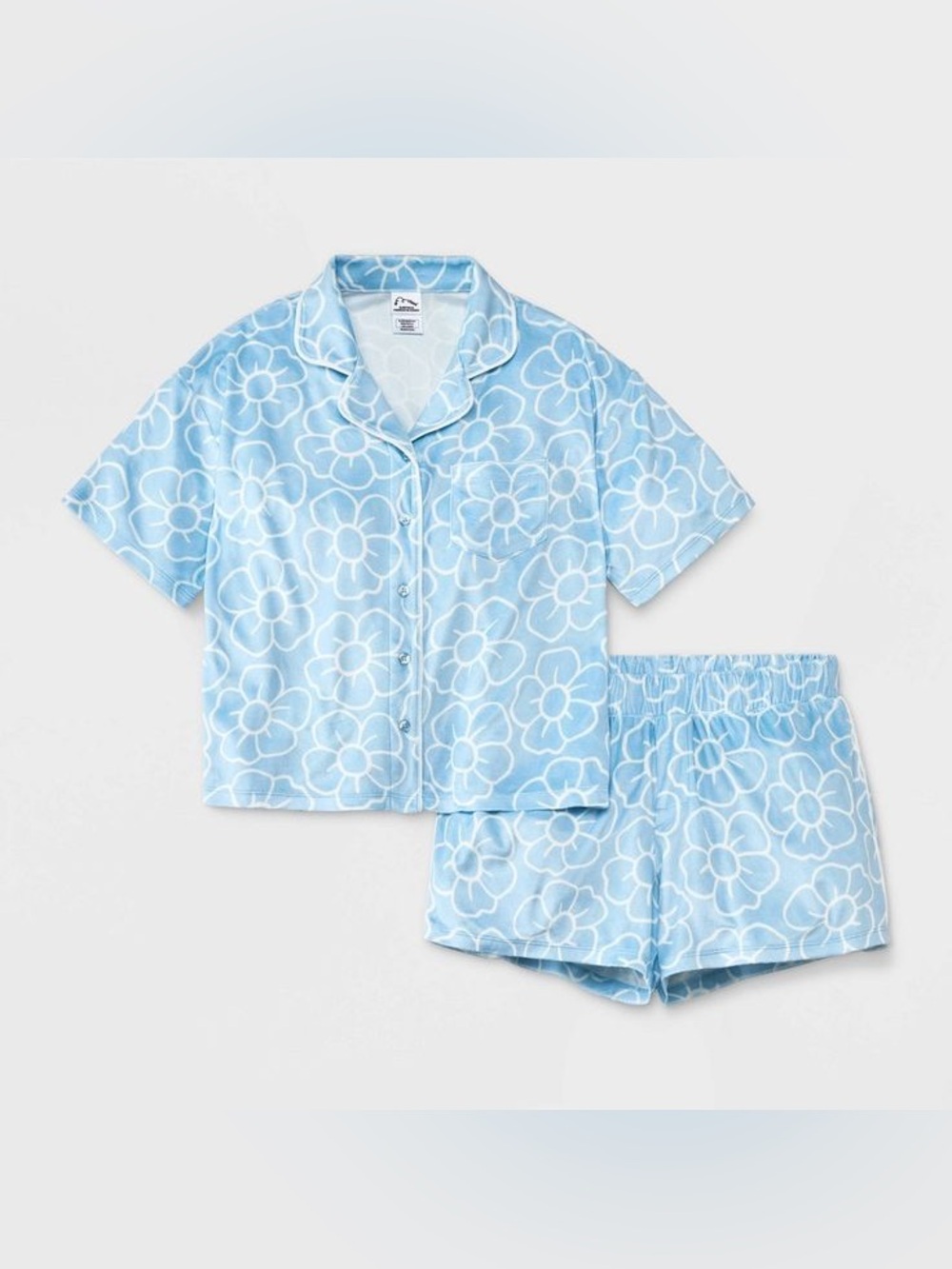 Art Class Girls Short Sleeve Button Up Pajama Set Size Medium